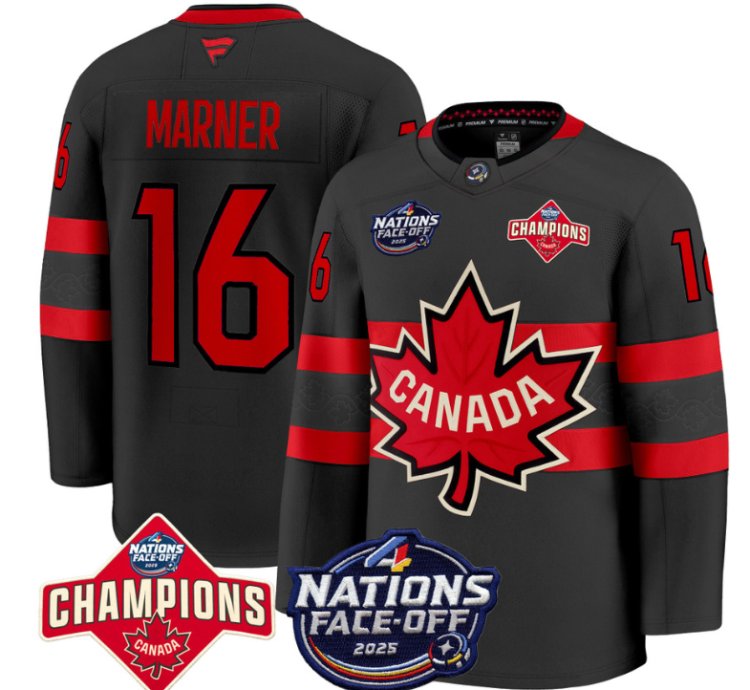 Mens Mitch Marner Jersey 67 Canada 4 Nations Face-off 2025 Champions Black