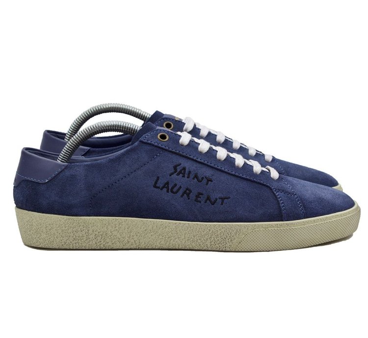 Saint Laurent Blue Suede Court Classic Sneakers