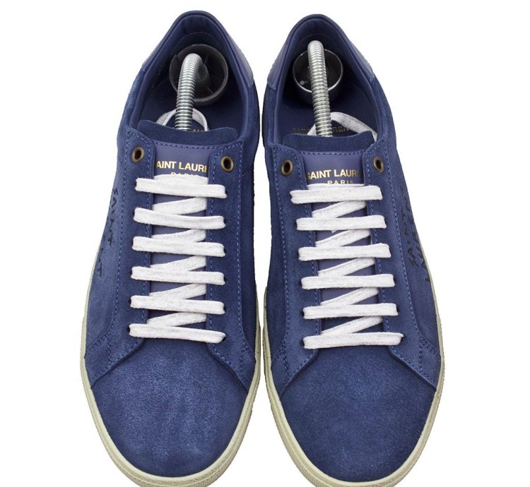 Saint Laurent Blue Suede Court Classic Sneakers