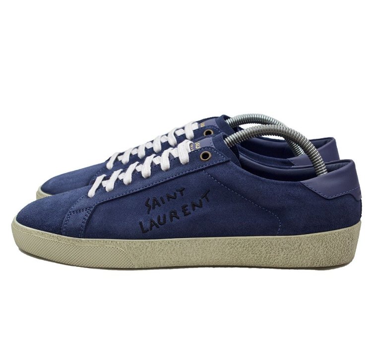 Saint Laurent Blue Suede Court Classic Sneakers
