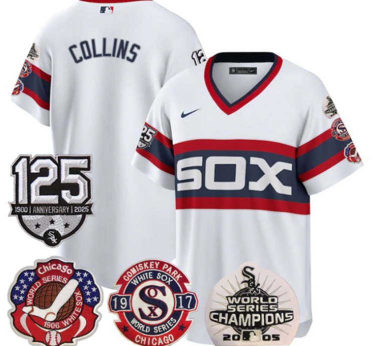 Eddie Collins Jersey Chicago White Sox 125th Anniversary World Series Champions White 1983