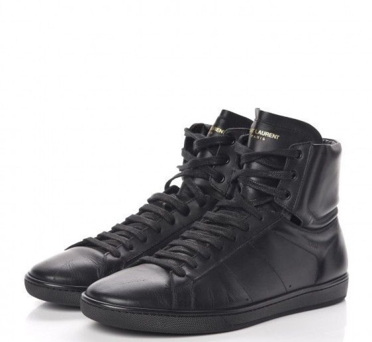 Saint Laurent Calfskin Mens Court Classic High Top Sneakers