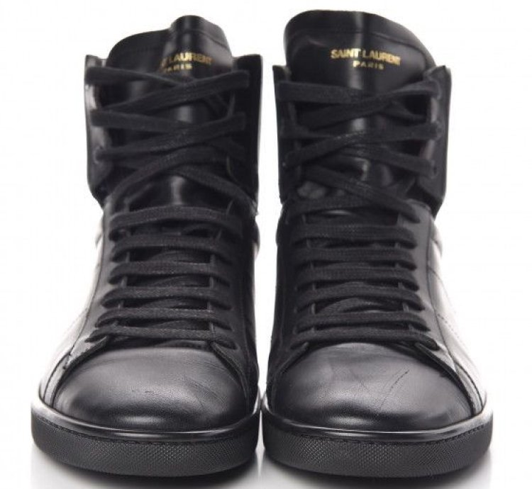 Saint Laurent Calfskin Mens Court Classic High Top Sneakers