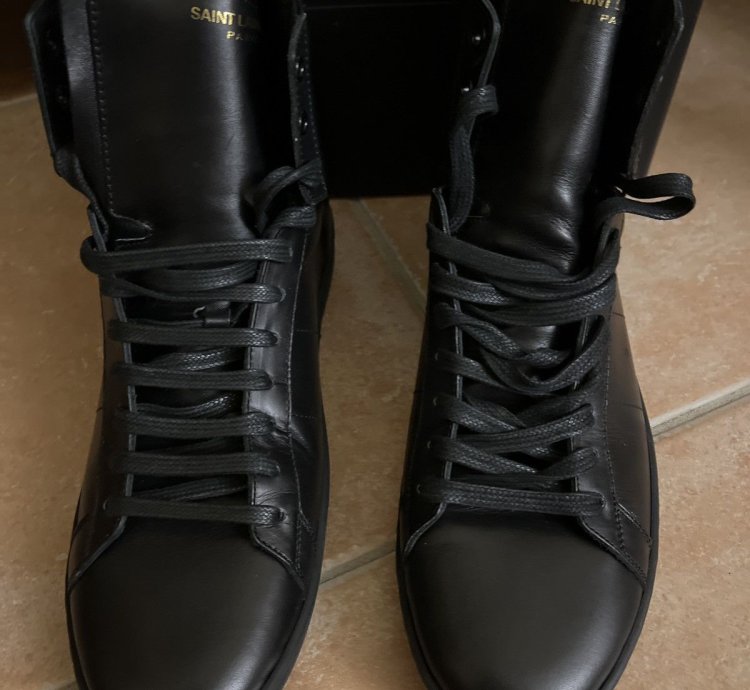 Saint Laurent Calfskin Mens Court Classic High Top Sneakers