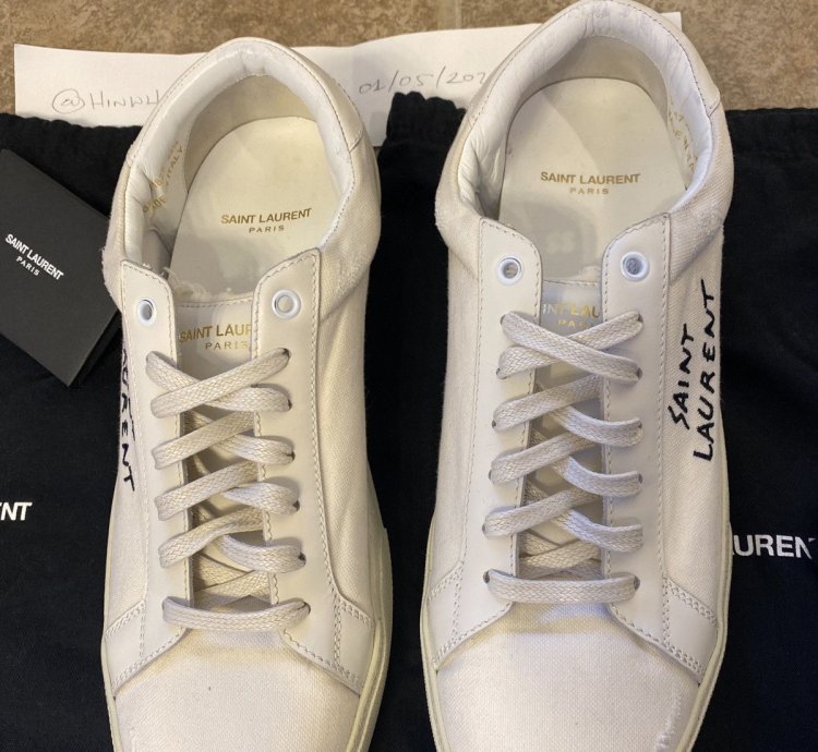 Saint Laurent Court Classic Low Cream Canvas Size 10