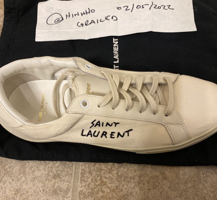 Saint Laurent Court Classic Low Cream Canvas Size 10