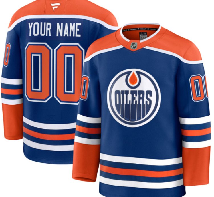 Mens Custom Edmonton Oilers Jersey Name Number 2025 Premium Home All Stitched