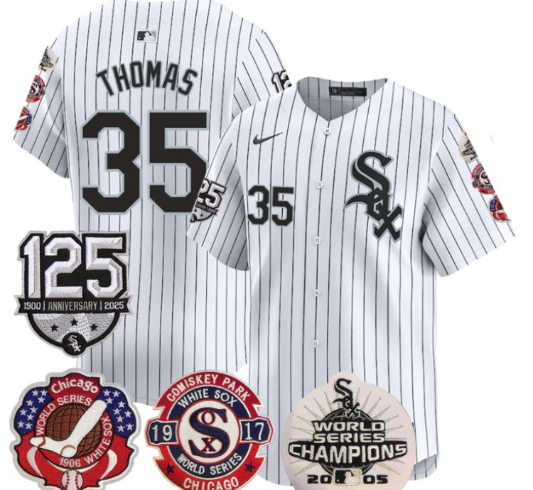 Frank Thomas Jersey 35 Chicago White Sox 125th Anniversary World Series Champions White