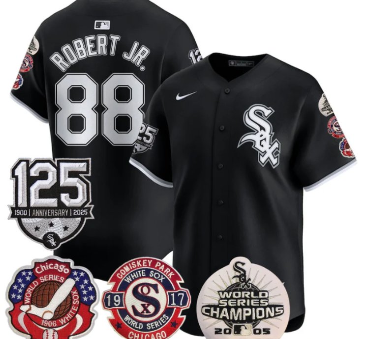 Luis Robert Jr Jersey 88 Chicago White Sox 125th Anniversary World Series Champions Black