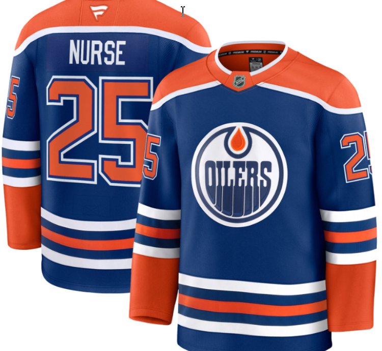 Mens Darnell Nurse Jersey 25 Edmonton Oilers 2025 Premium Home All Stitched