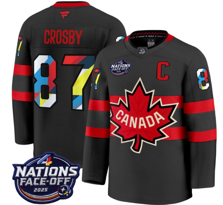 Mens Sidney Crosby Jersey 87 Canada 4 Nations Face-off 2025 V2 Stitched Black