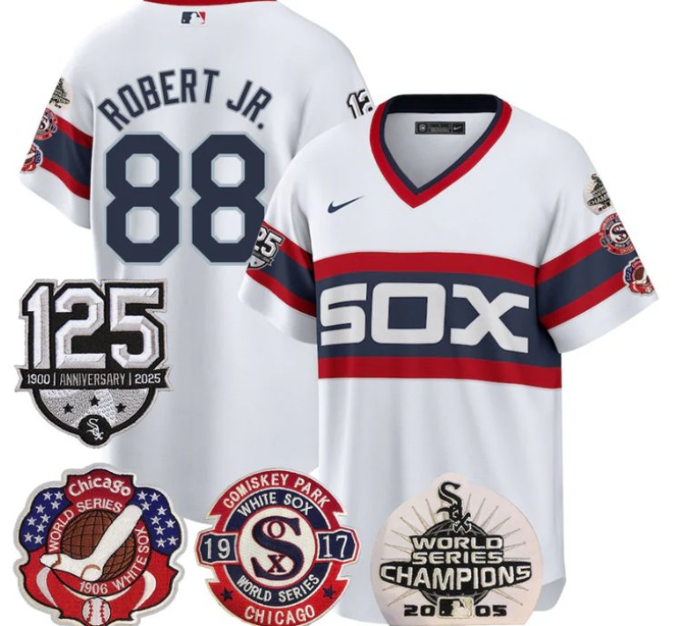 Luis Robert Jr Jersey 88 Chicago White Sox 125th Anniversary World Series Champions White 1983