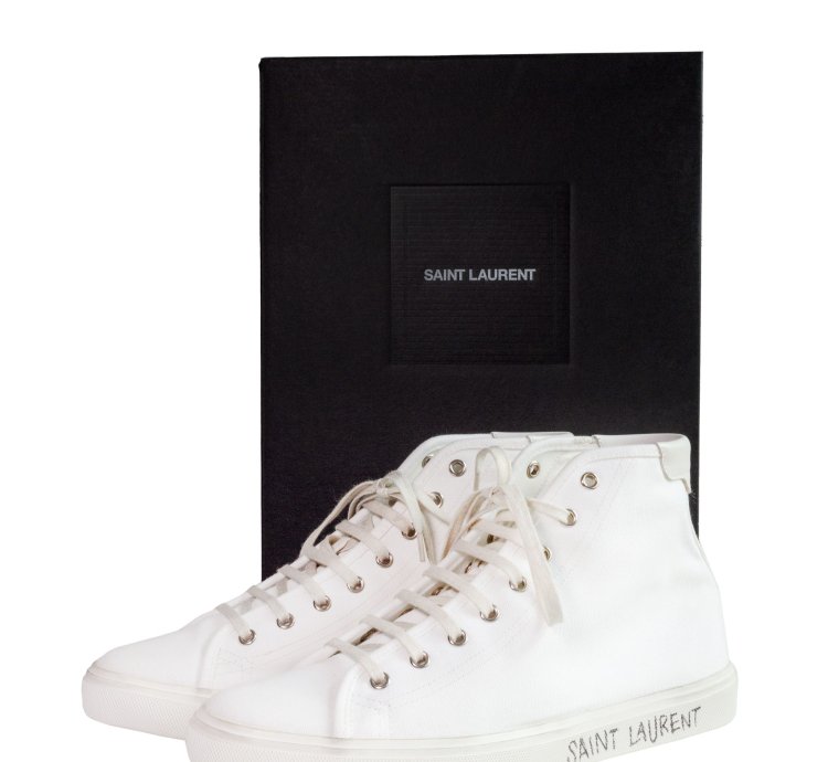 Saint Laurent Hi-top White Malibu Sneakers Size 8 Us