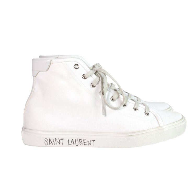Saint Laurent Hi-top White Malibu Sneakers Size 8 Us