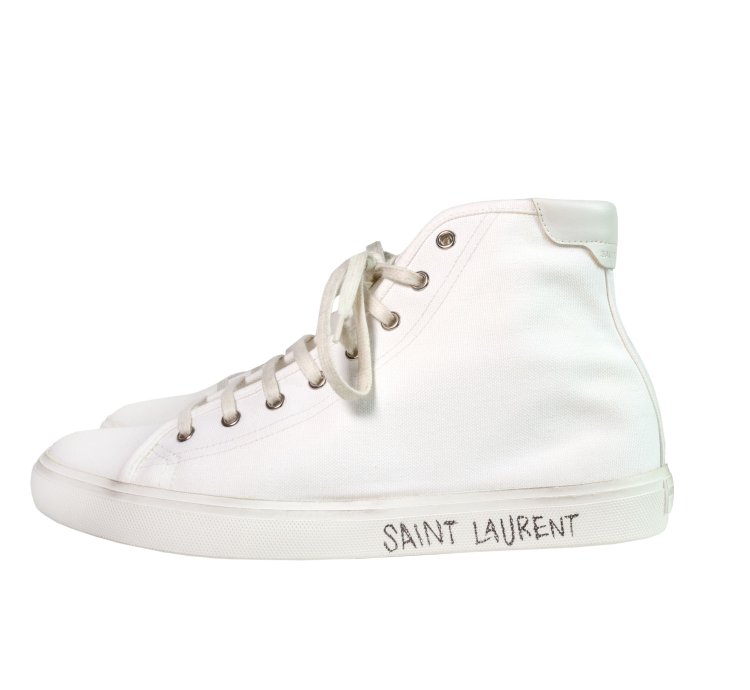 Saint Laurent Hi-top White Malibu Sneakers Size 8 Us