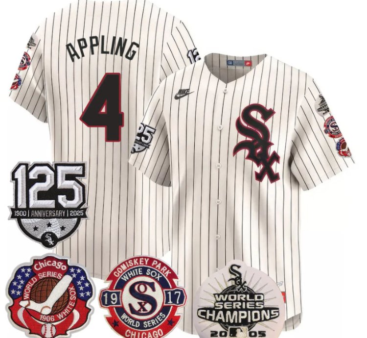 Luke Appling Jersey 4 Chicago White Sox 125th Anniversary World Series Champions Cream