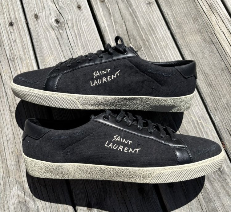 Saint Laurent Low Top Classic Embroidered Logo Sneakers