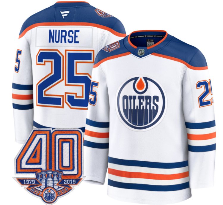 Mens Darnell Nurse Jersey 25 Edmonton Oilers 40th Anniversary Stitched Away