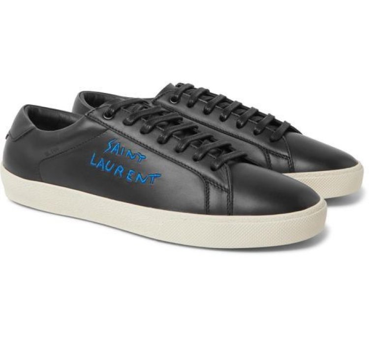 Saint Laurent Mens Black Sl 06 Courtclassic Leather Sneakers