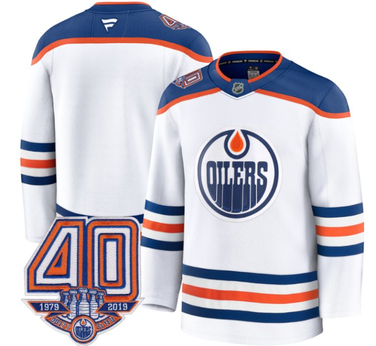 Mens Team Jersey Edmonton Oilers 40th Anniversary Patch Premium Stitched Away