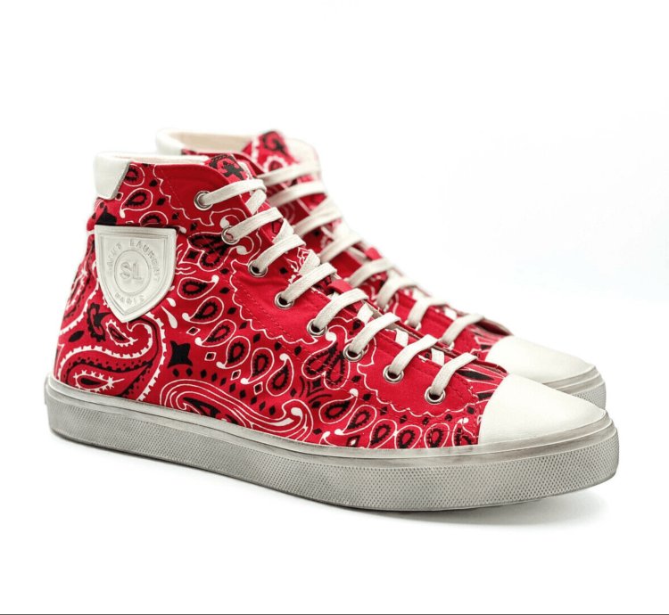 Saint Laurent Paris Bedford Hi Tops Bandana Size 42 5