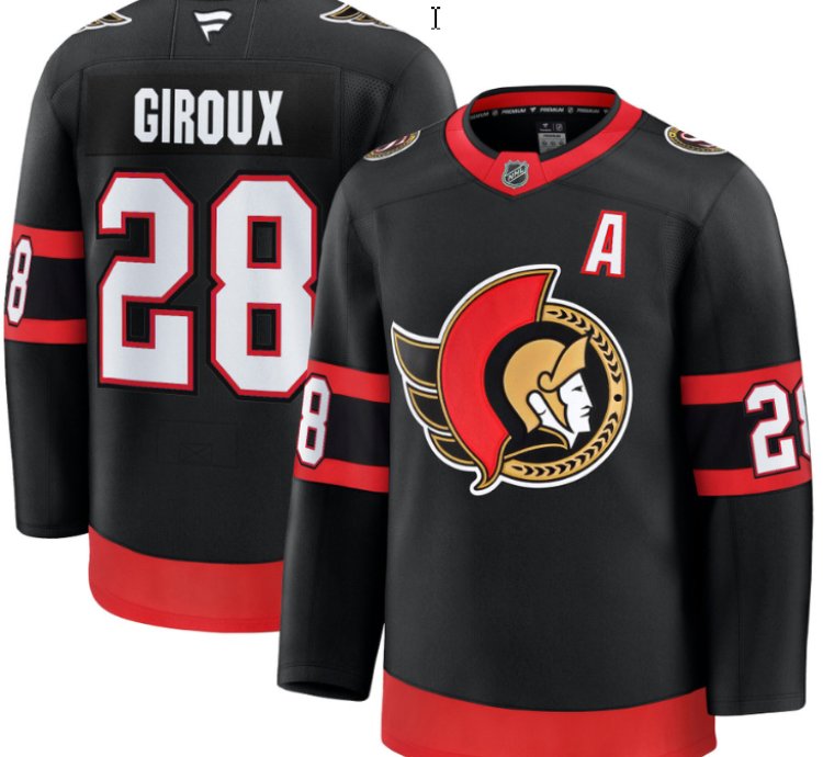 Mens Claude Giroux Jersey 28 Ottawa Senators 2025 Premium Home All Stitched