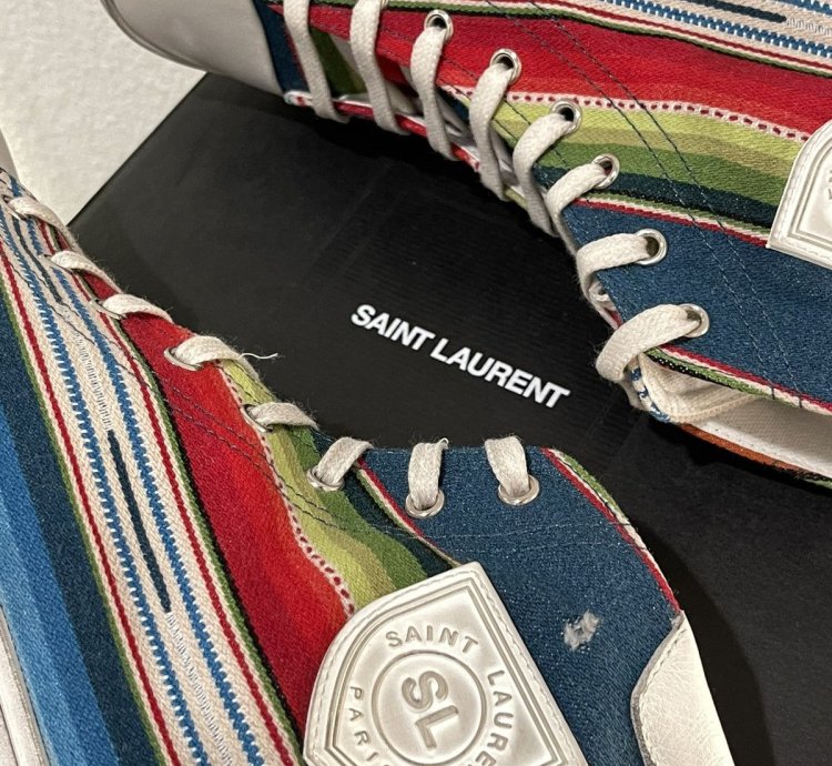 Saint Laurent Paris Ysl Multicolor High Top Sneakers Shoes