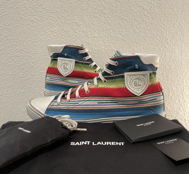 Saint Laurent Paris Ysl Multicolor High Top Sneakers Shoes