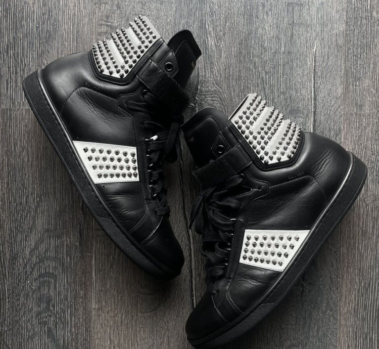 Saint Laurent Sl 14h Black Studded Strap By Hedi Slimane