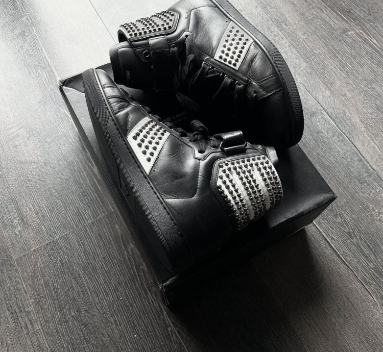Saint Laurent Sl 14h Black Studded Strap By Hedi Slimane