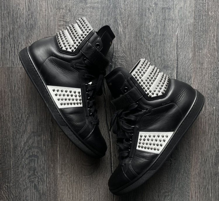 Saint Laurent Sl 14h Black Studded Strap By Hedi Slimane