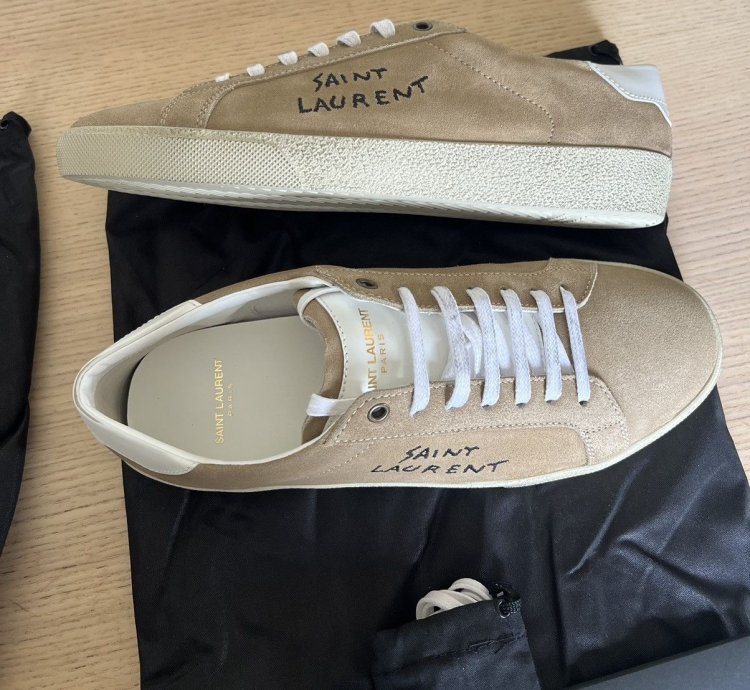 Saint Laurent Sl06 Suede Soho Desert Tan Nib Sz 42