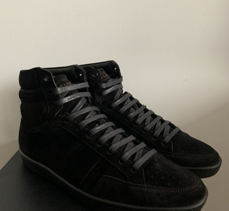 Saint Laurent Sl10 High-top Black Suede Sneaker