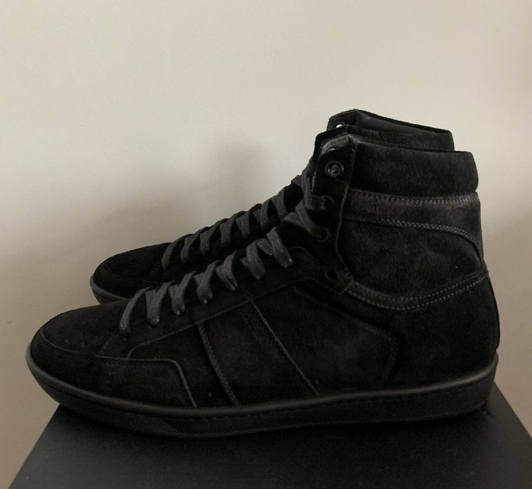 Saint Laurent Sl10 High-top Black Suede Sneaker