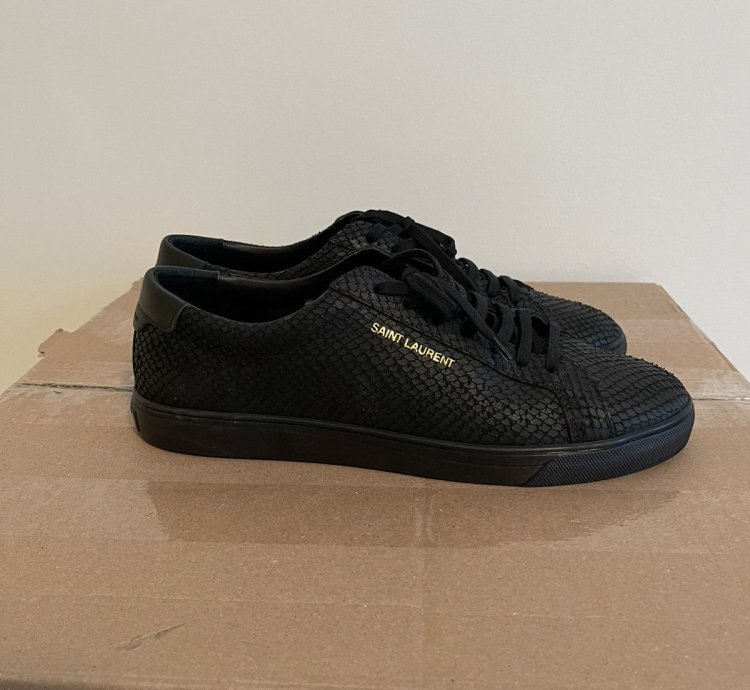Saint Laurent Snake-effect Low Top Black Sneakers