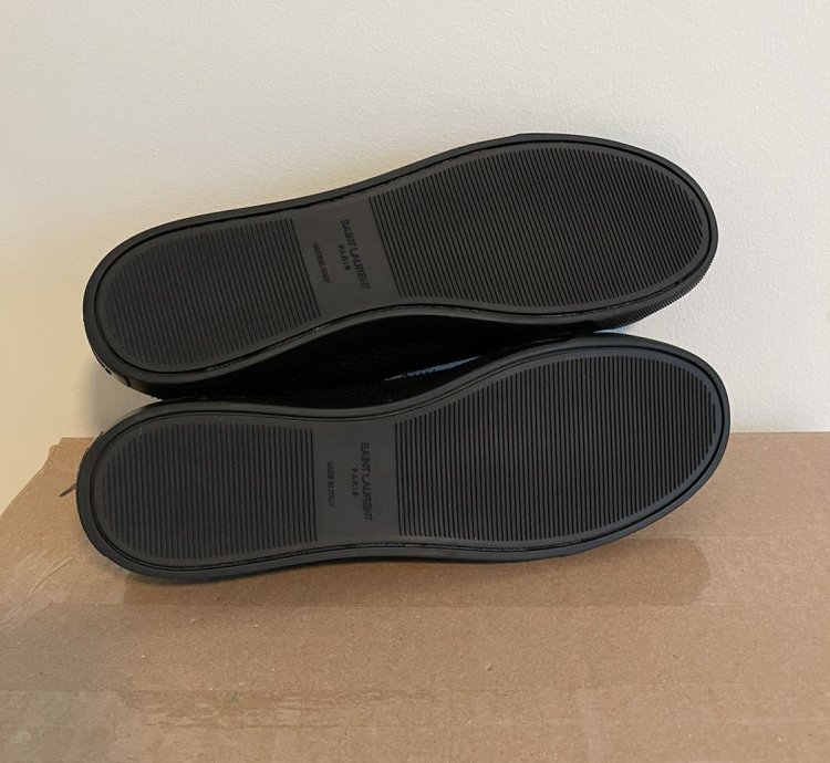 Saint Laurent Snake-effect Low Top Black Sneakers