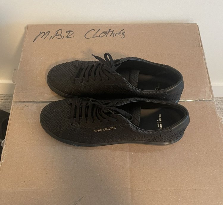 Saint Laurent Snake-effect Low Top Black Sneakers