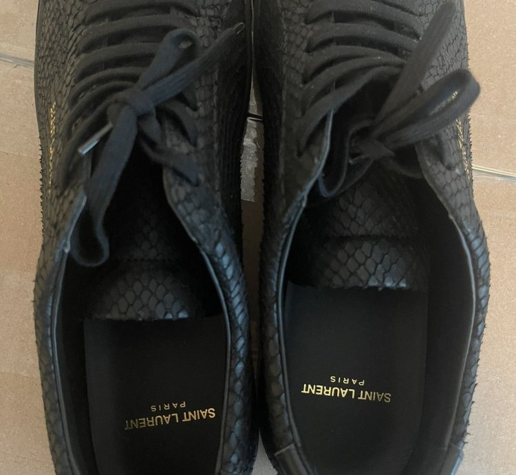 Saint Laurent Snake-effect Low Top Black Sneakers