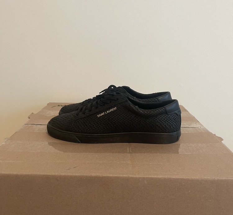 Saint Laurent Snake-effect Low Top Black Sneakers