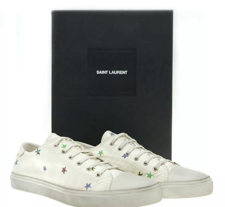 Saint Laurent Star Low Top Canvas Sneaker New 43