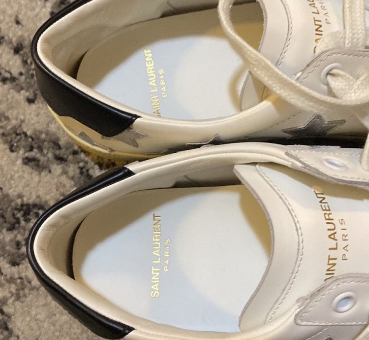 Saint Laurent Star Print Flat Leather Up Sneaker