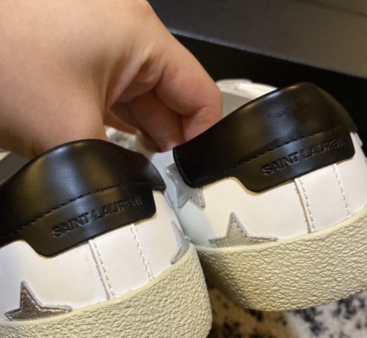 Saint Laurent Star Print Flat Leather Up Sneaker
