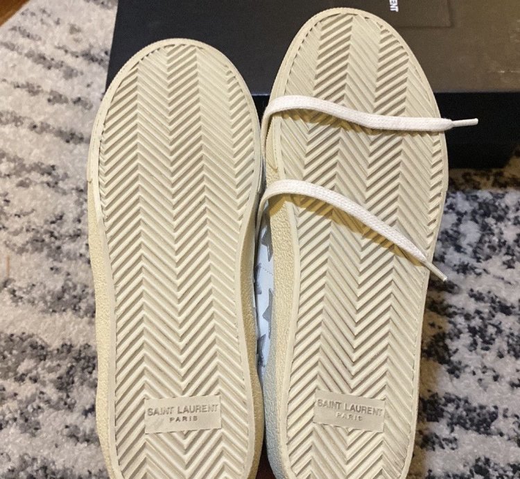 Saint Laurent Star Print Flat Leather Up Sneaker