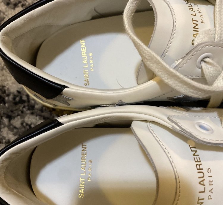 Saint Laurent Star Print Flat Leather Up Sneaker