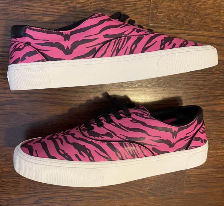 Saint Laurent Venice Low Leather Zebra Fushia Nero Size 44
