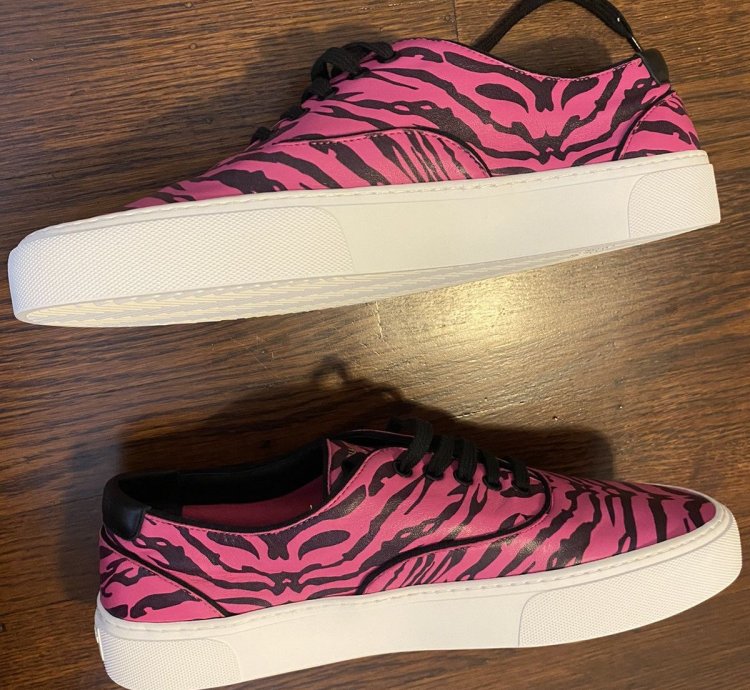 Saint Laurent Venice Low Leather Zebra Fushia Nero Size 44
