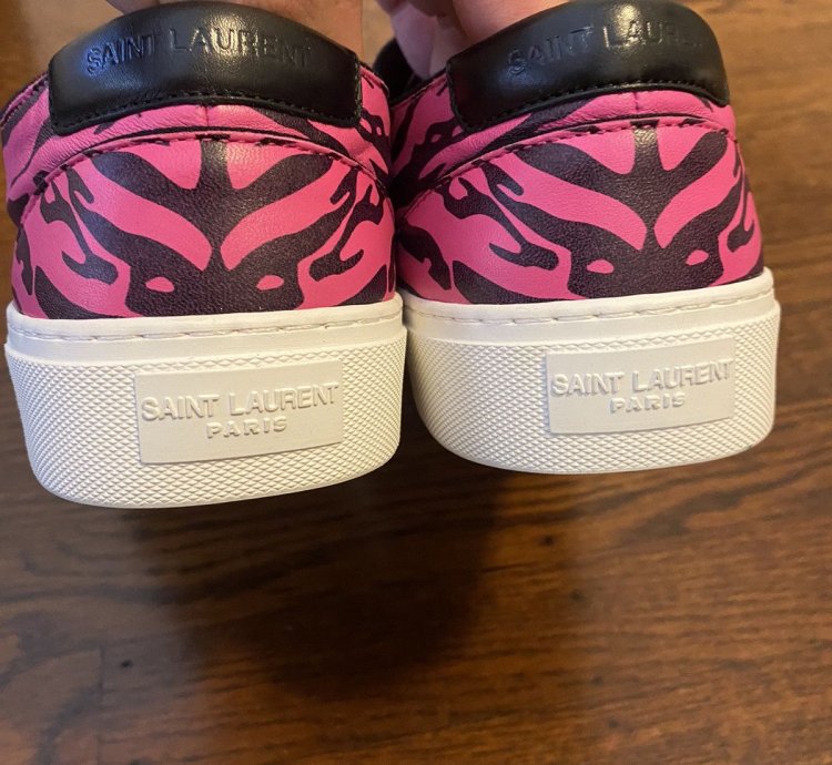 Saint Laurent Venice Low Leather Zebra Fushia Nero Size 44