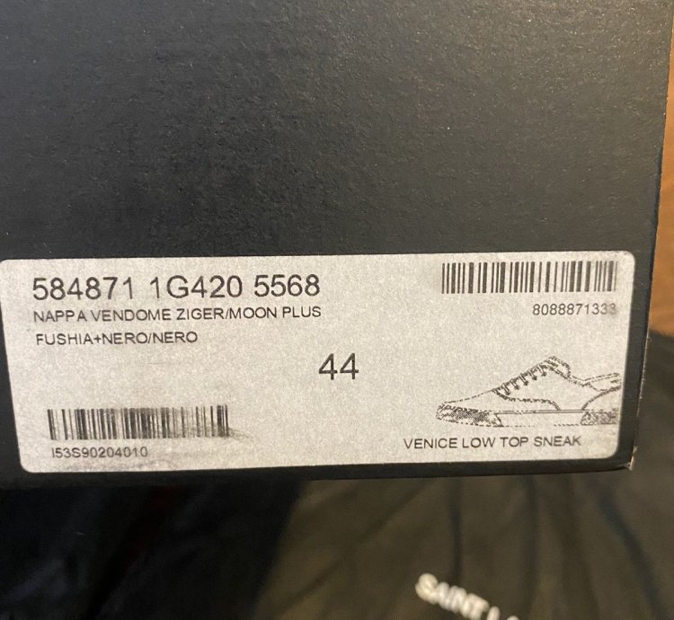 Saint Laurent Venice Low Leather Zebra Fushia Nero Size 44