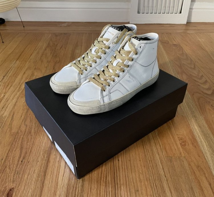 Ss16 Surf Sound Gold Laced Studded Distressed Sneakers