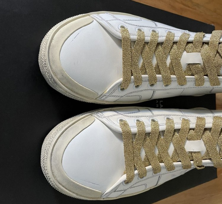 Ss16 Surf Sound Gold Laced Studded Distressed Sneakers